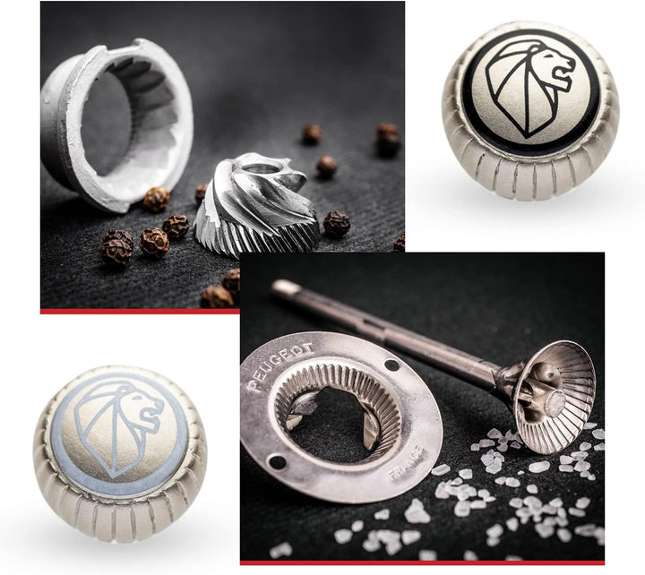 Peugeot Bistro Mühlen-Set Pfeffer/Salz, Klassische Mahlgradeinstellung, Höhe: 10 cm, Holz, Weiss/Sch