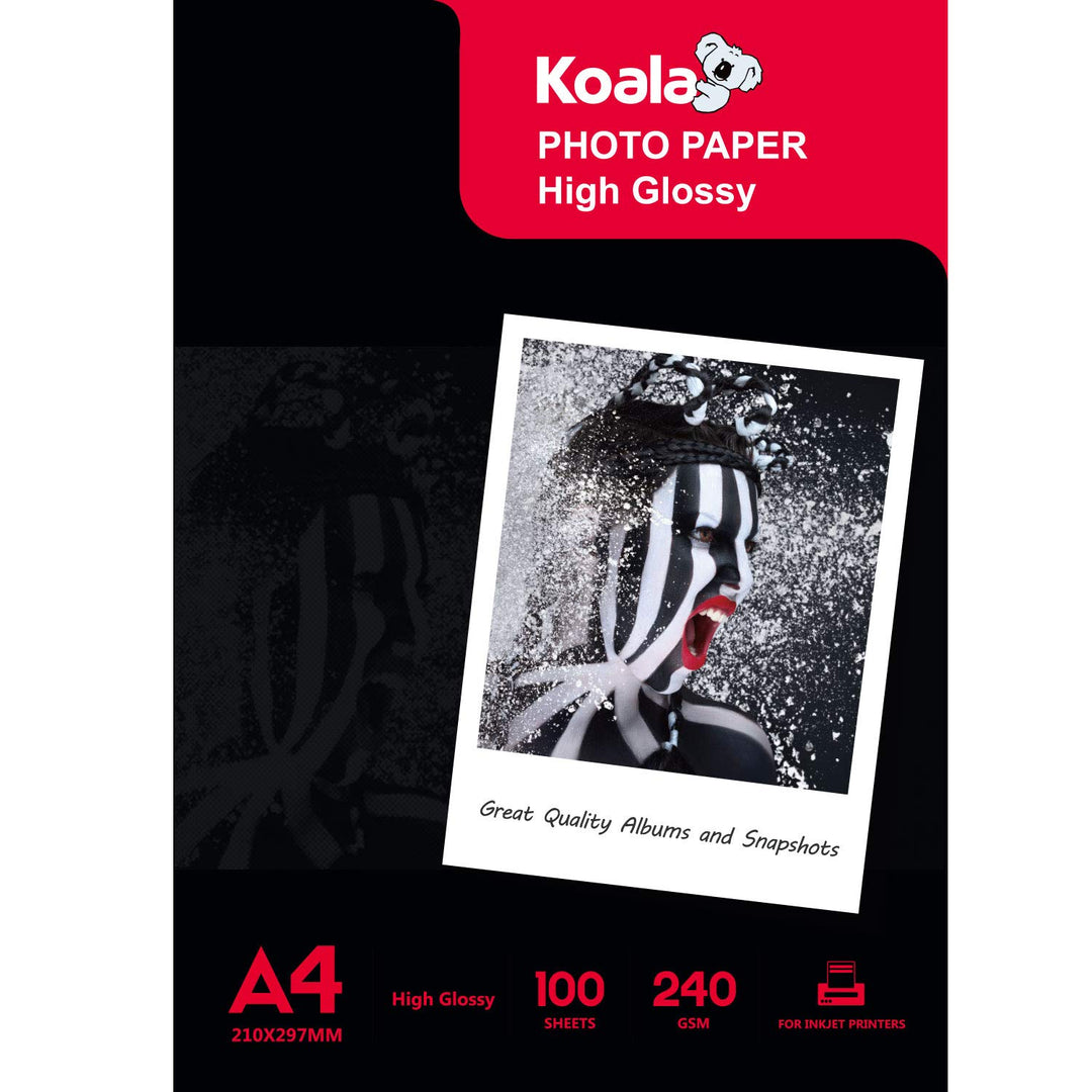 Koala Inkjet Hochglänzend Fotopapier DIN A4, 240 g/m², 100 Blatt, für Canon HP Epson Tintenstrahldru
