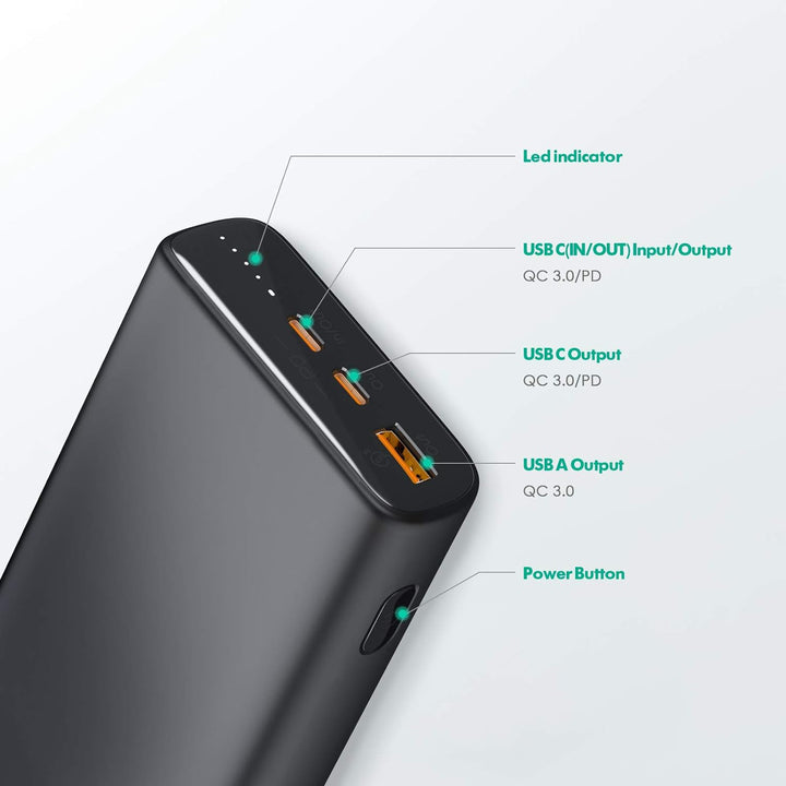 Charmast Powerbank PD 65W 23800mAh Power Delivery USB C Externer Akku Quick Charge 3.0 Ladegerät kom