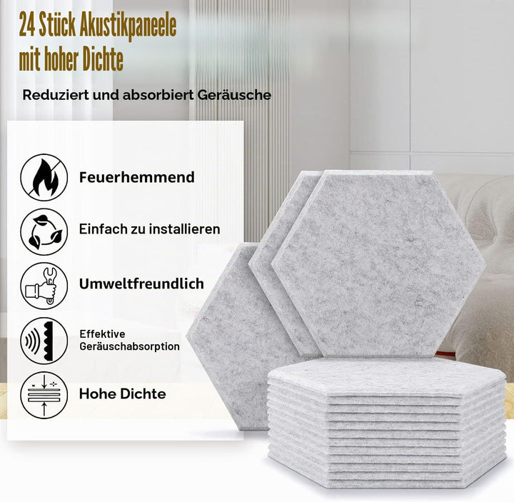 24 Stück selbstklebende Akustik-Absorptionsplatten, hohe Dichte, 30,5 x 25,4 x 1 cm, schalldichte Ak