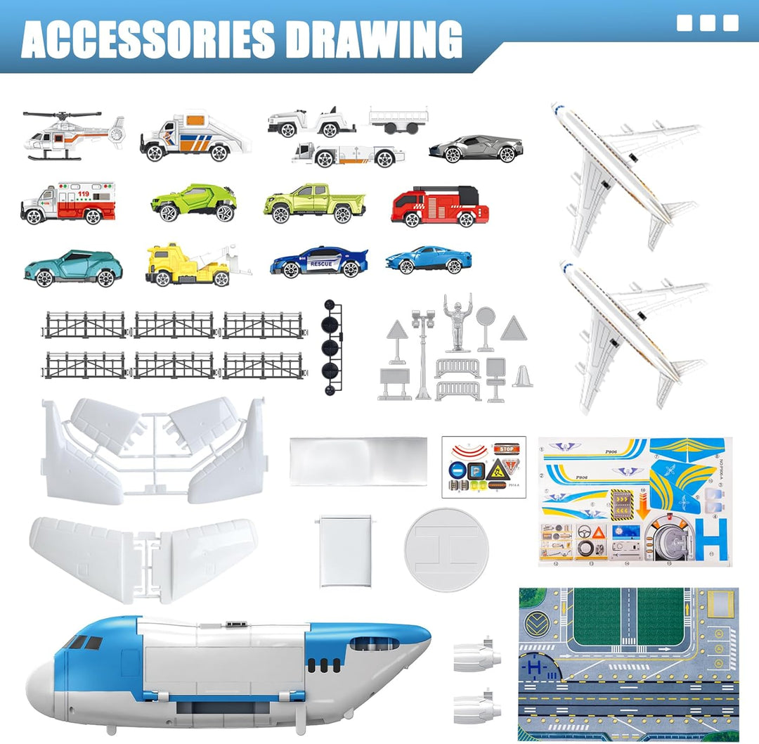 Transport Flugzeug Spielzeug Auto Spielzeug Insgesamt 15 Fortbewegungsmittel mit Verkehrsschildern u