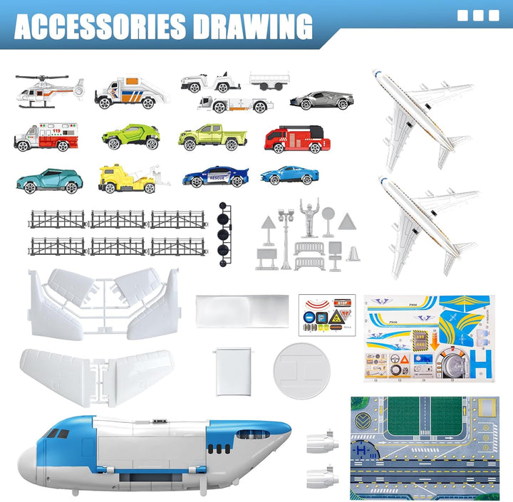 Transport Flugzeug Spielzeug Auto Spielzeug Insgesamt 15 Fortbewegungsmittel mit Verkehrsschildern u