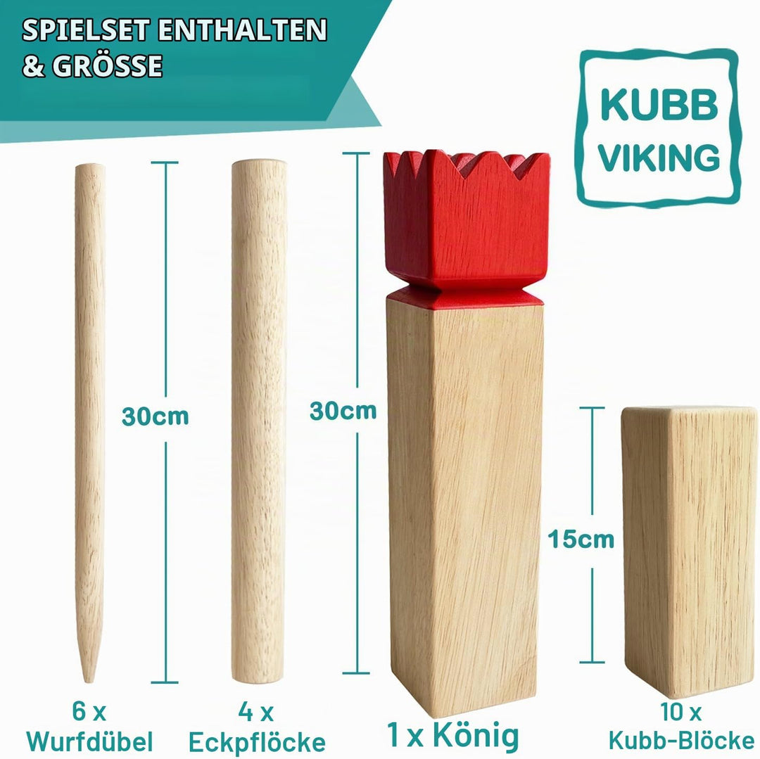 Kubb Spiel im Freien | Wurfspiel mit Tragetasche | Kegelspiel | Gummi Holz Garten Rasen Spiele | Wur