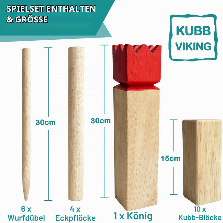 Kubb Spiel im Freien | Wurfspiel mit Tragetasche | Kegelspiel | Gummi Holz Garten Rasen Spiele | Wur