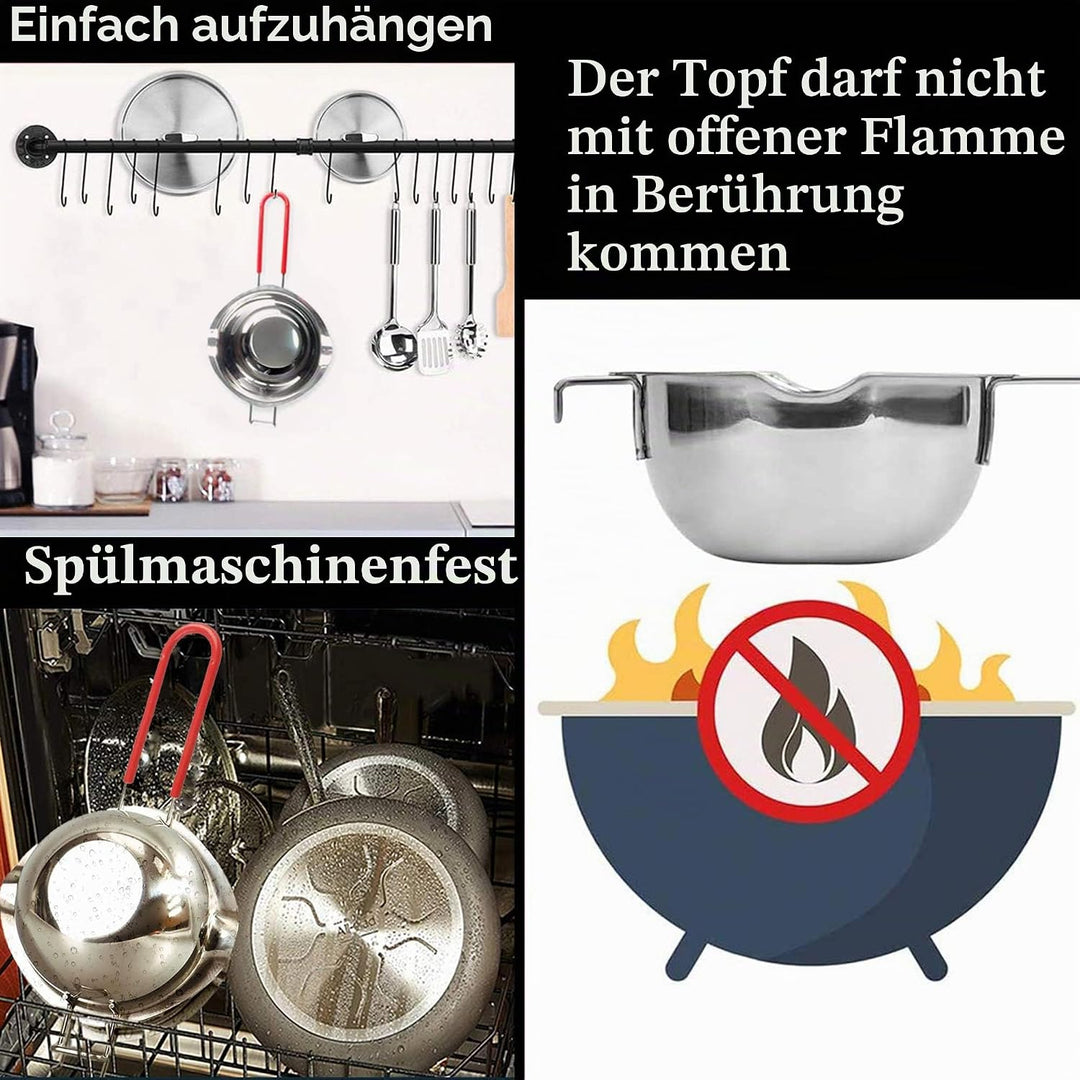 680ml Schmelztopf Schmelzschale - Schmelzschale mit 2 Ausgüssen - Hochwertige Rostfreier Edelstahl-f