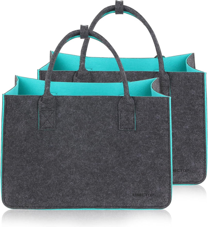 2Stk Filztasche Einkaufskorb,grosse Einkaufs-Tasche Filztaschen Shopping Bag, zweifarbig dunkelgrau/
