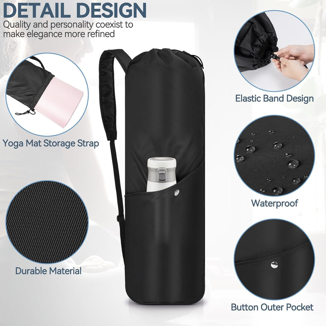 AKOZLIN Yoga Mat Bag with Multi-Functional Storage Pockets, Waterproof Yoga Mat Carrying Bag with Ad