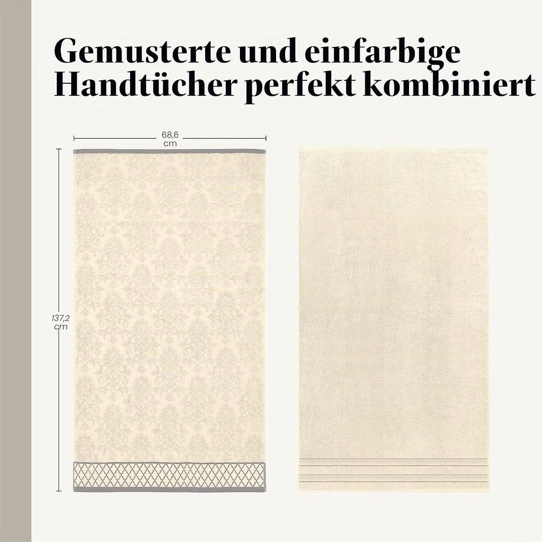 Pacific Coast Textilien Damast Jacquard Handtücher mit Bordüre Set verziert, Baumwolle, elfenbeinfar