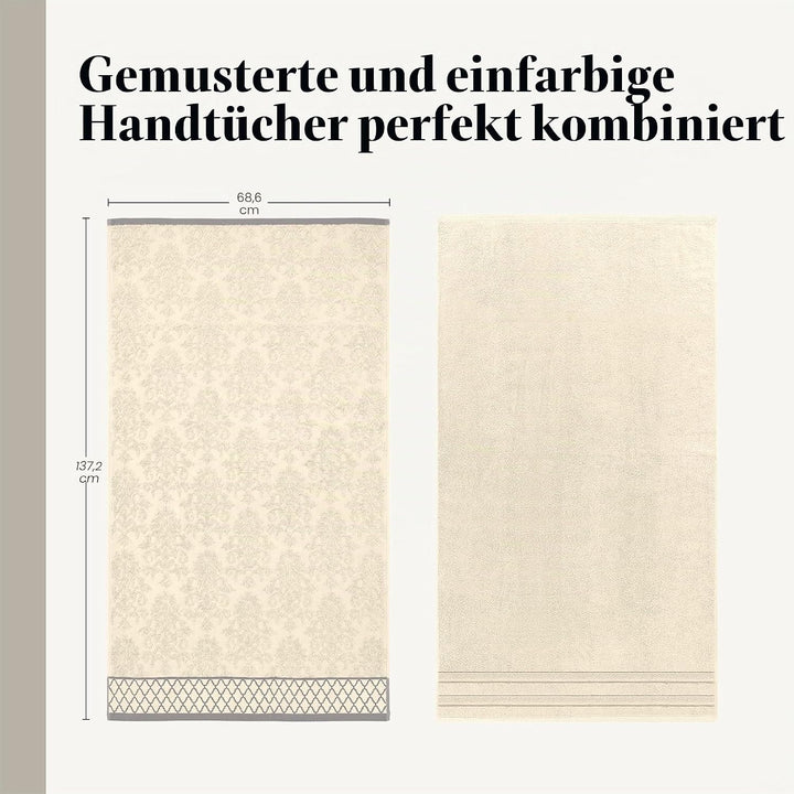 Pacific Coast Textilien Damast Jacquard Handtücher mit Bordüre Set verziert, Baumwolle, elfenbeinfar