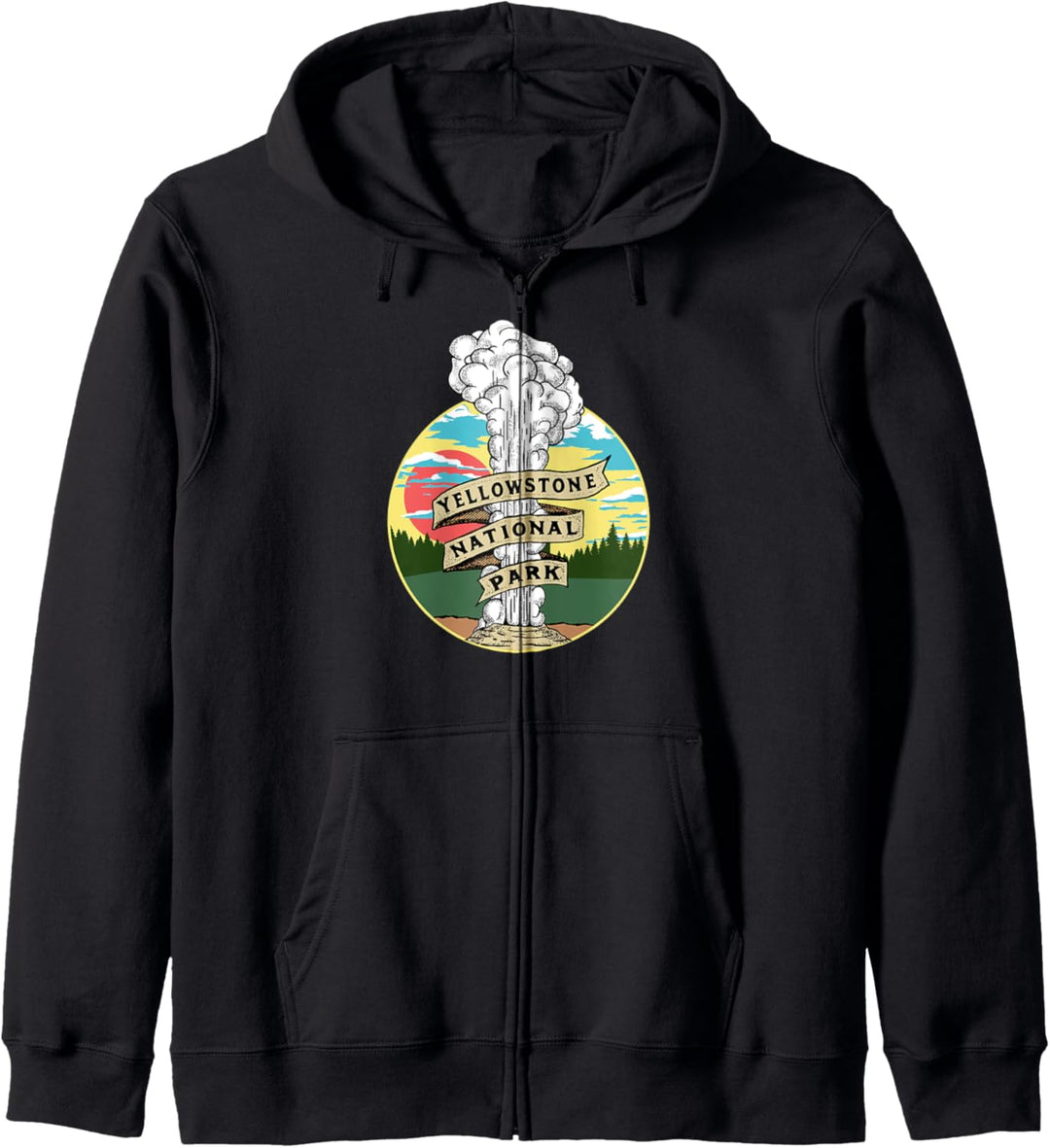 Vintage Old Faithful Yellowstone National Park Graphic Retro Kapuzenjacke