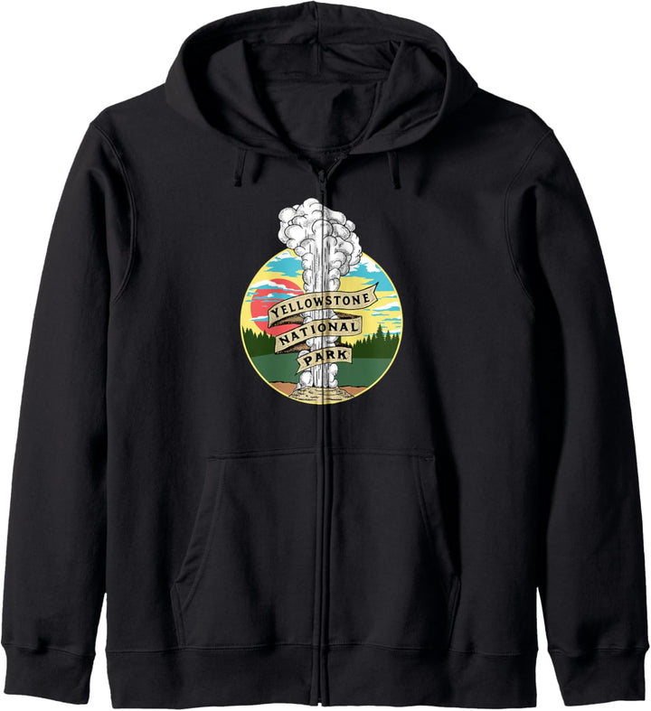 Vintage Old Faithful Yellowstone National Park Graphic Retro Kapuzenjacke