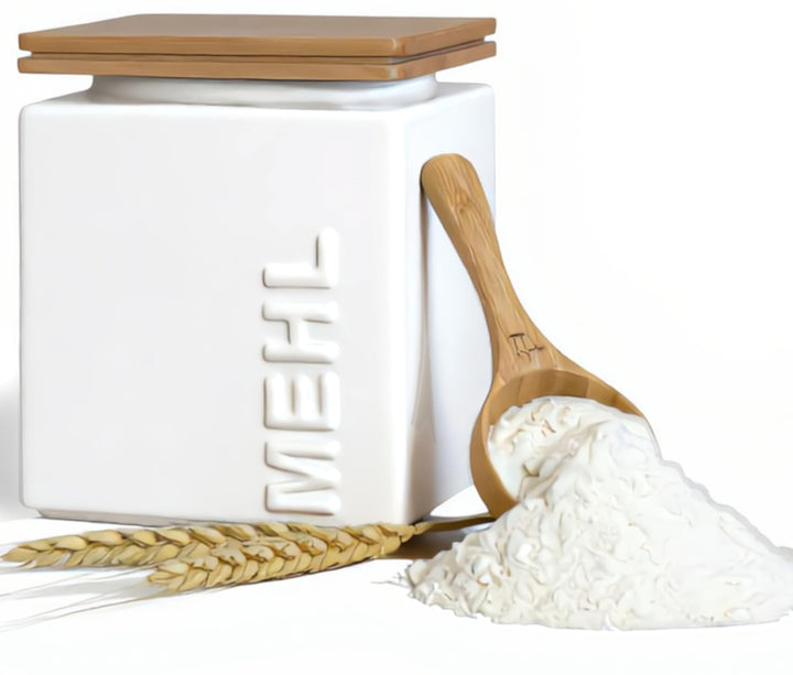 HWG-Home® - Mehl Aufbewahrung Luftdicht 1kg - für lange Haltbarkeit - Design Mehlbehälter und Vorrat