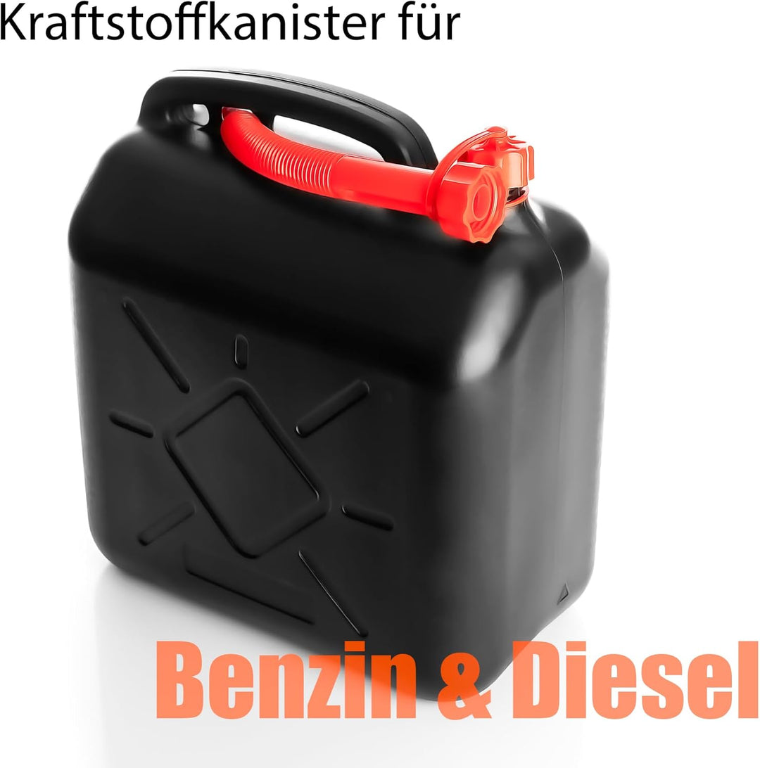BigDean 2x Benzinkanister 20L mit flexiblem Ausgiesser - Kraftstoffkanister für Benzin & Diesel - ha