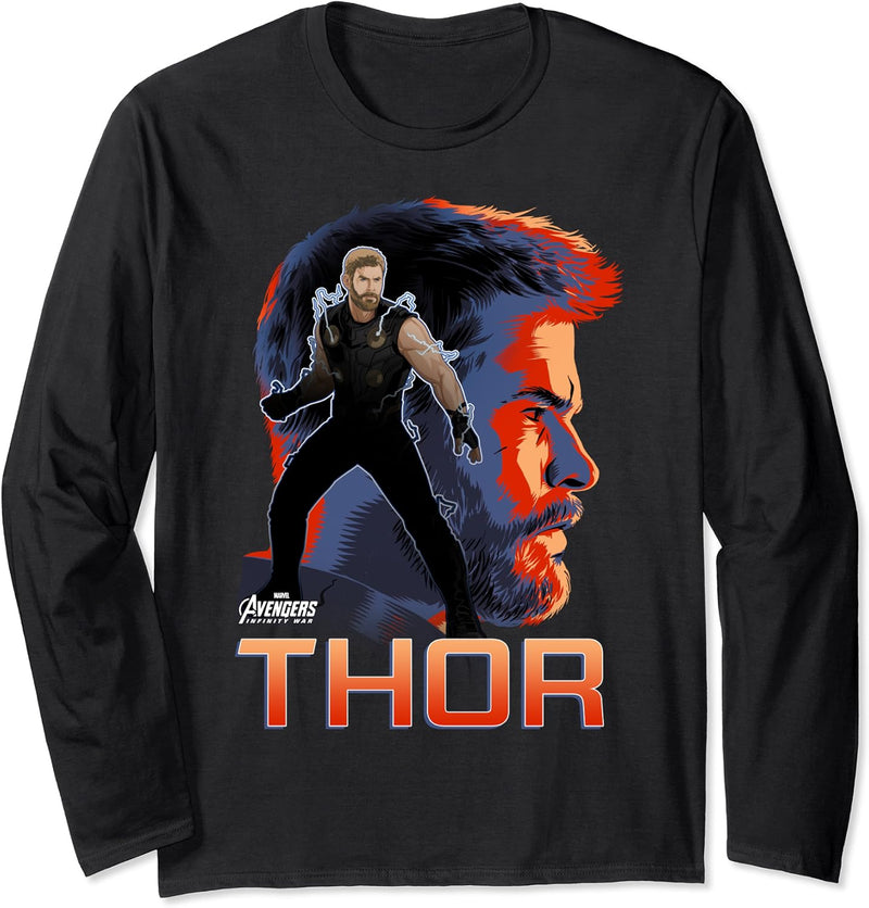 Marvel Infinity War Thor Big Head Profile Langarmshirt