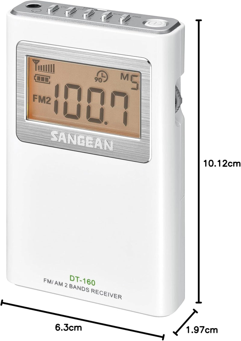 DT-160 Weiss (Pocket 160) SANGEAN DT-160 Am/FM, SANGEAN DT-160 Am/FM