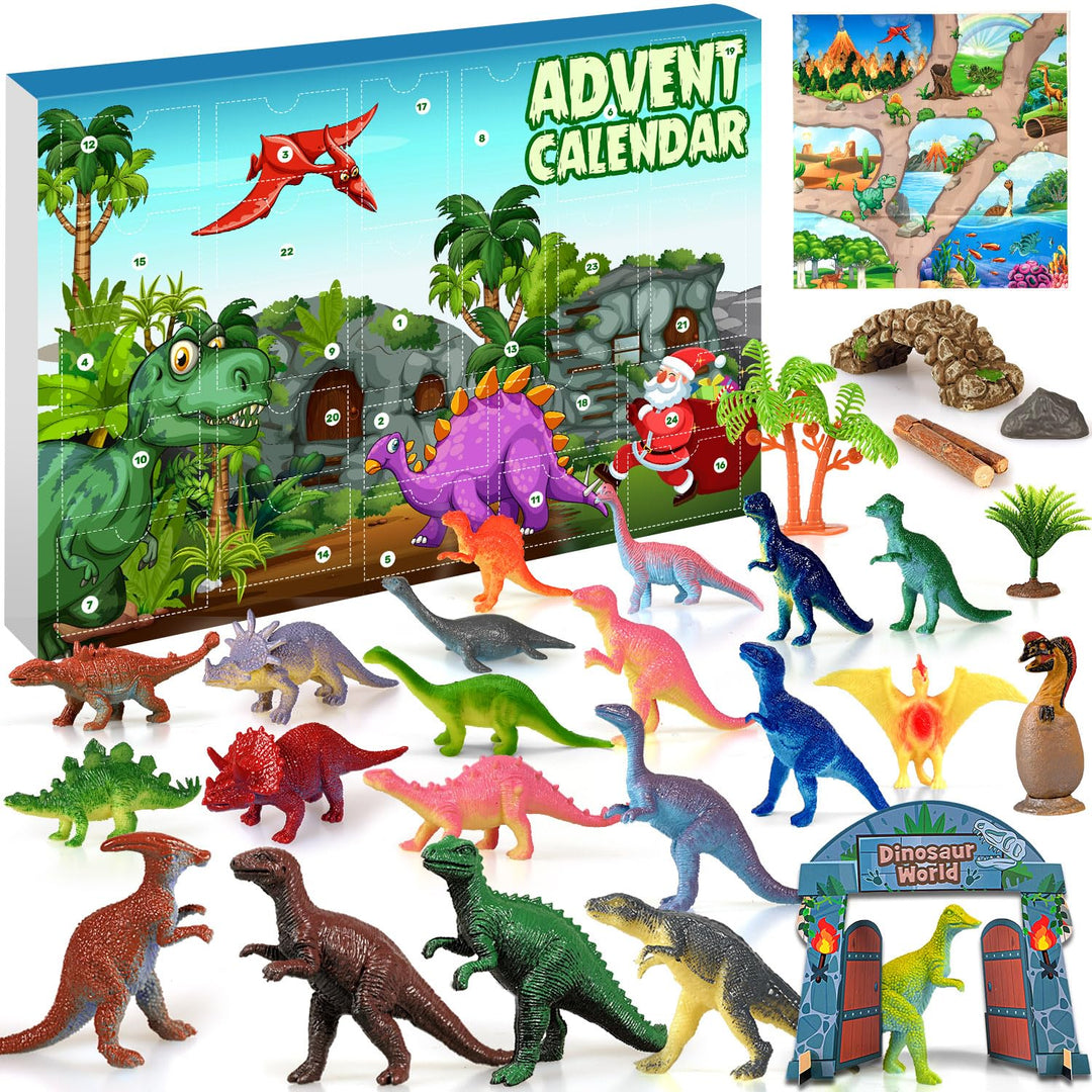 iZoeL Adventskalender 2025 Dinosaurier Kinder Jungen Dino Adventskalender 24 Dinosaurfiguren Füllung