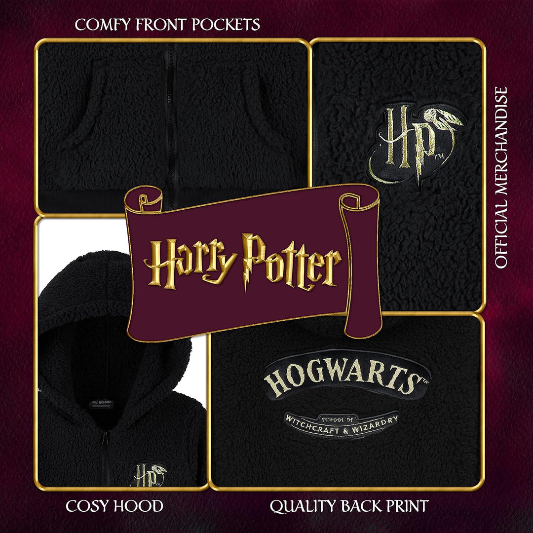 Harry Potter Kapuzenpullover Kinder Teddy Fleece Hoodie Teenager 11-12 Jahre Schwarz Hp Kinder, 11-1