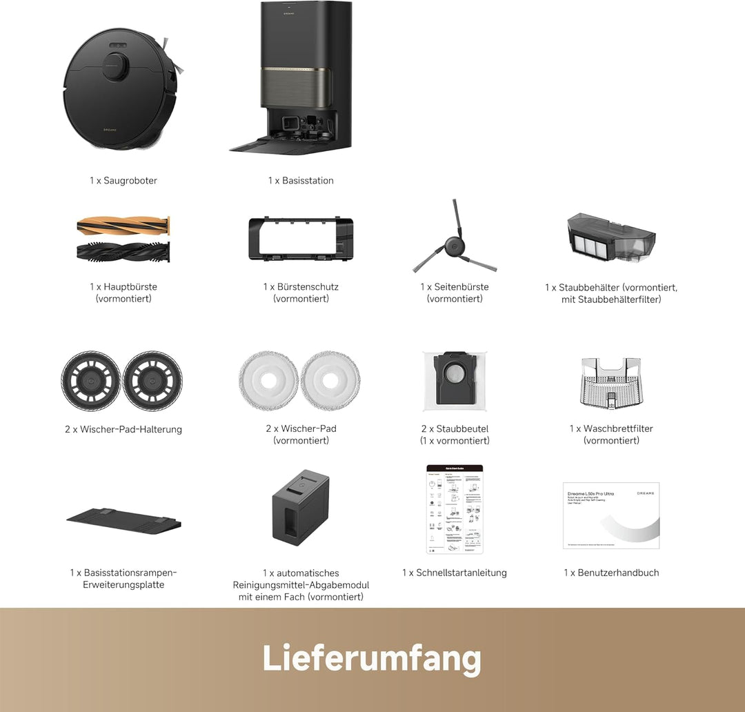 dreame L50s Pro Ultra Saugroboter mit Wischfunktion 100 Tage automatische Leerung, Mopp-Selbstreinig