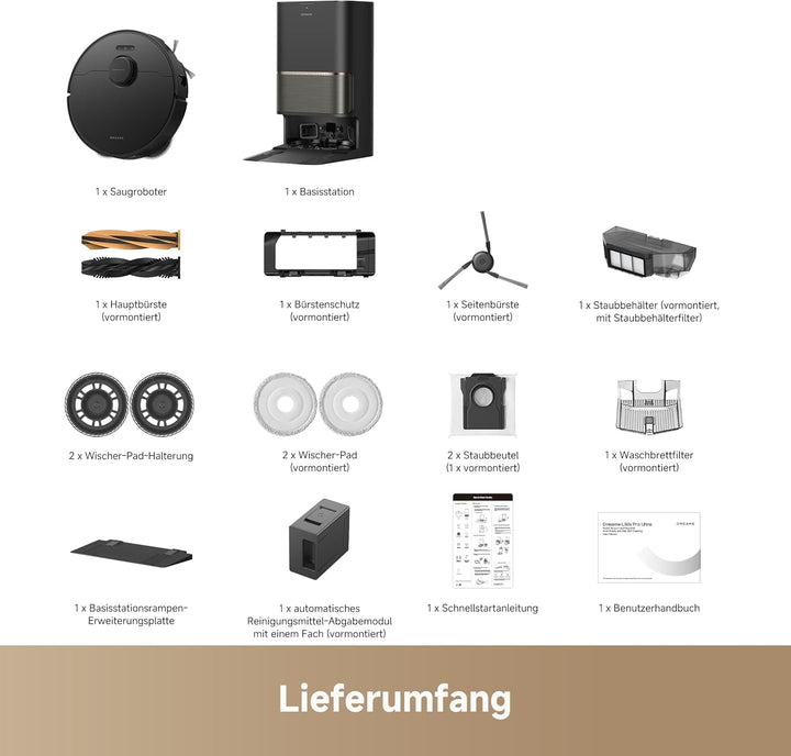 dreame L50s Pro Ultra Saugroboter mit Wischfunktion 100 Tage automatische Leerung, Mopp-Selbstreinig