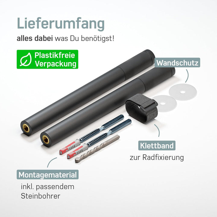 Borgen Fahrrad Wandhalterung Holz mit 20 kg Tragkraft - stabile Fahrradhalterung Wand für Rennrad, M