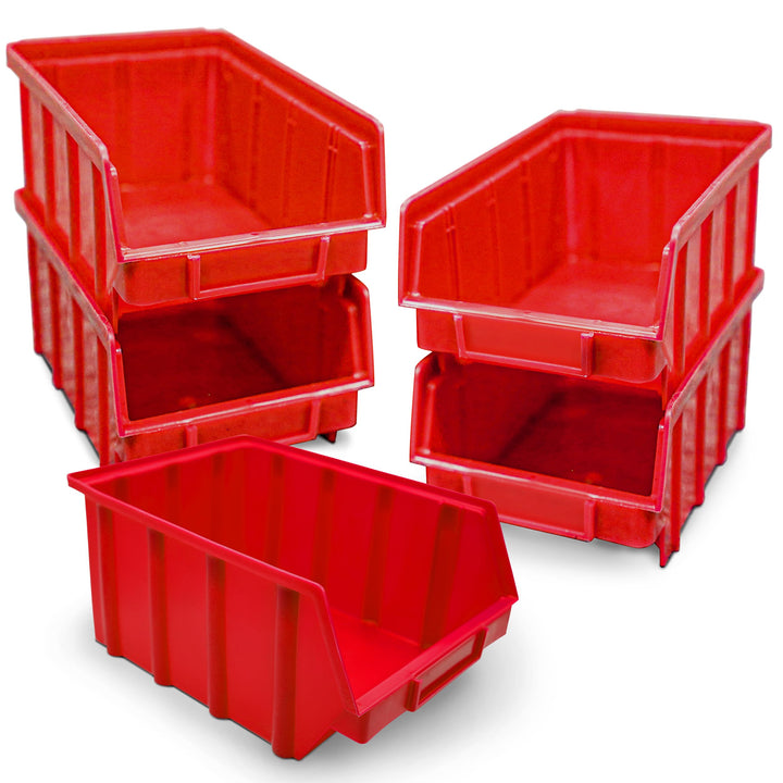 HMH 5x Stapelboxen Rot Grösse 4 Werkstatt Garage Keller Sichtlagerboxen 340x222x157mm Lagerboxen rot