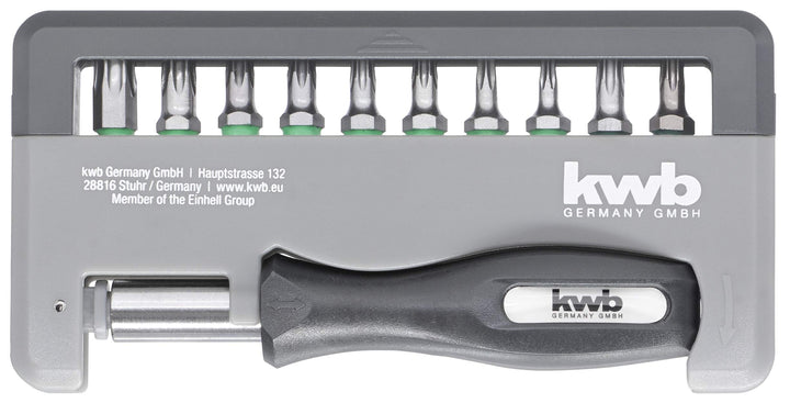 kwb Bit-Box im Taschen-Format, Torx T-10, 15, 20, 25, 30, 40 + Tamper-Torx TT-20 u. 25 inkl. Bit-Hal