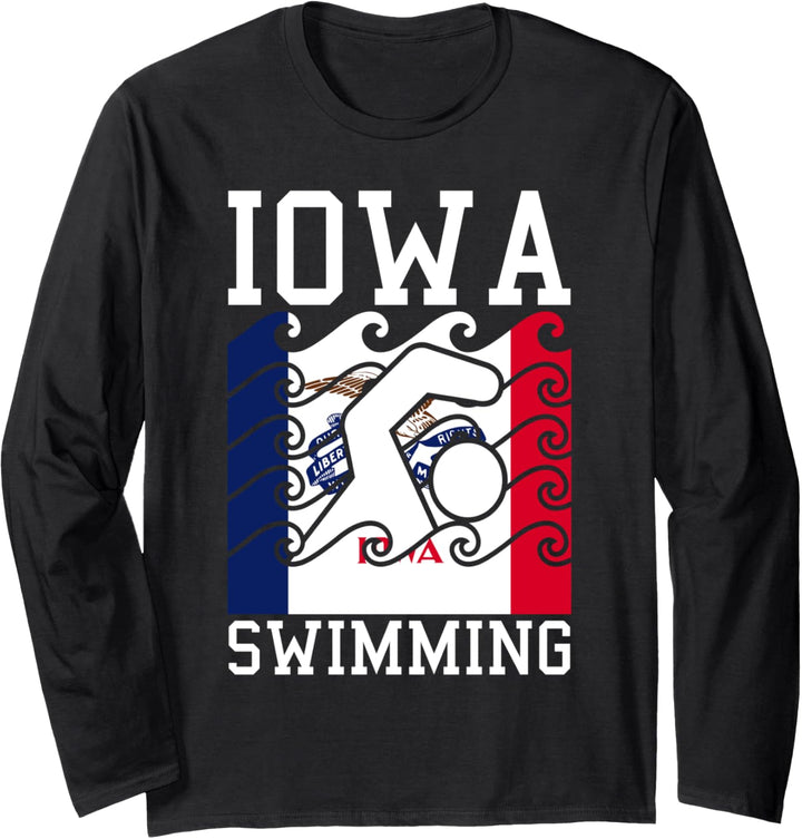 Iowa Flagge Schwimmteam Schwimmen Schwimmer US State Langarmshirt