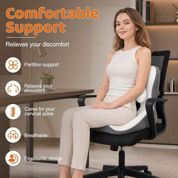 Orthopädisches Sitzkissen mit Rückenlehne, Ergonomische Steissbeinkissen aus Memory-Schaumstoff Anti