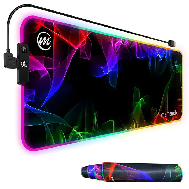 RGB Gaming Mauspad XXL 80×30 cm – Grosses LED Mousepad mit 12 Beleuchtungsmodi, Rutschfester Gummiba