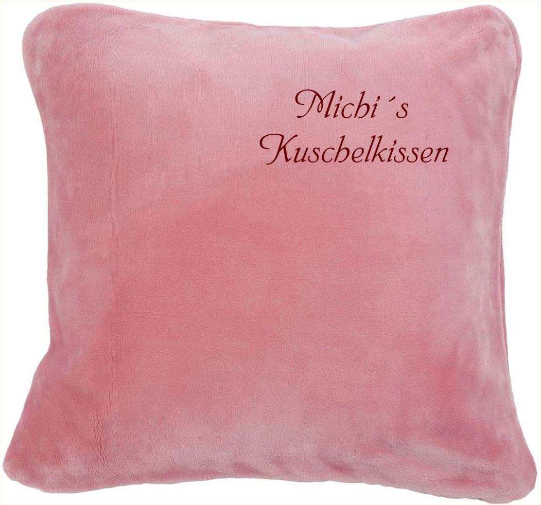 Kissen Kuschelkissen mit Name, 50 x 50 cm, Altrosa, Stickfarbe wählbar, Wunschtext individuell einge