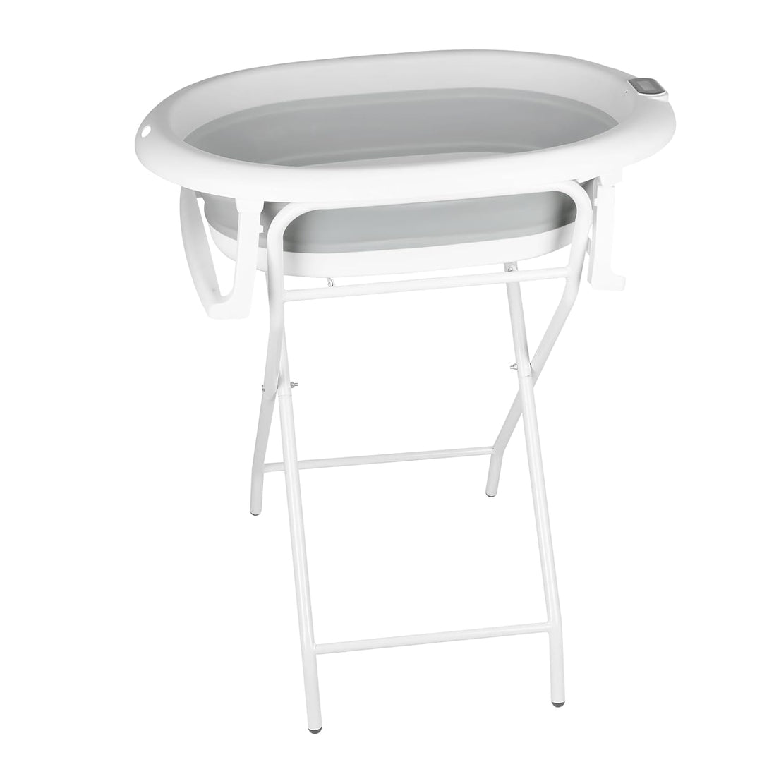 Faltbare Babybadewanne mit Standfuss – Grosse Badewanne XL mit Ständer/Sitz und Drainage-Set – Babyw