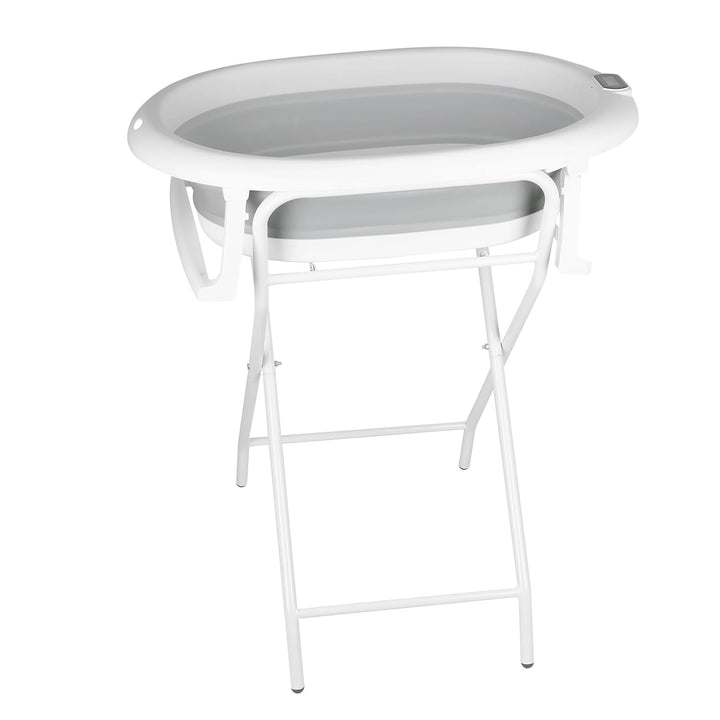 Faltbare Babybadewanne mit Standfuss – Grosse Badewanne XL mit Ständer/Sitz und Drainage-Set – Babyw