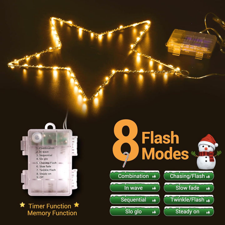 ELKTRY Weihnachtsdeko mit 3 metall Sterne, 135 LED Weihnachtsstern Beleuchtung Innen Batterie Warmwe