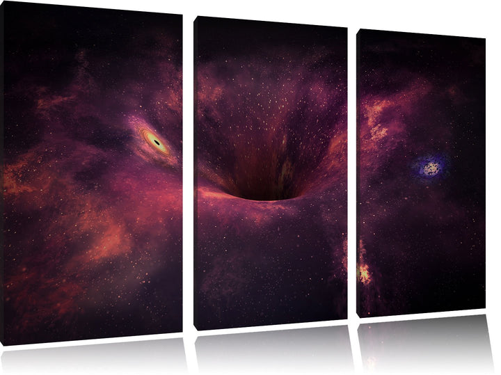 Pixxprint Schwarzes Loch im Weltall als Leinwandbild - Grösse: 3-Teilig (120x80cm) - Wandbild - Kuns