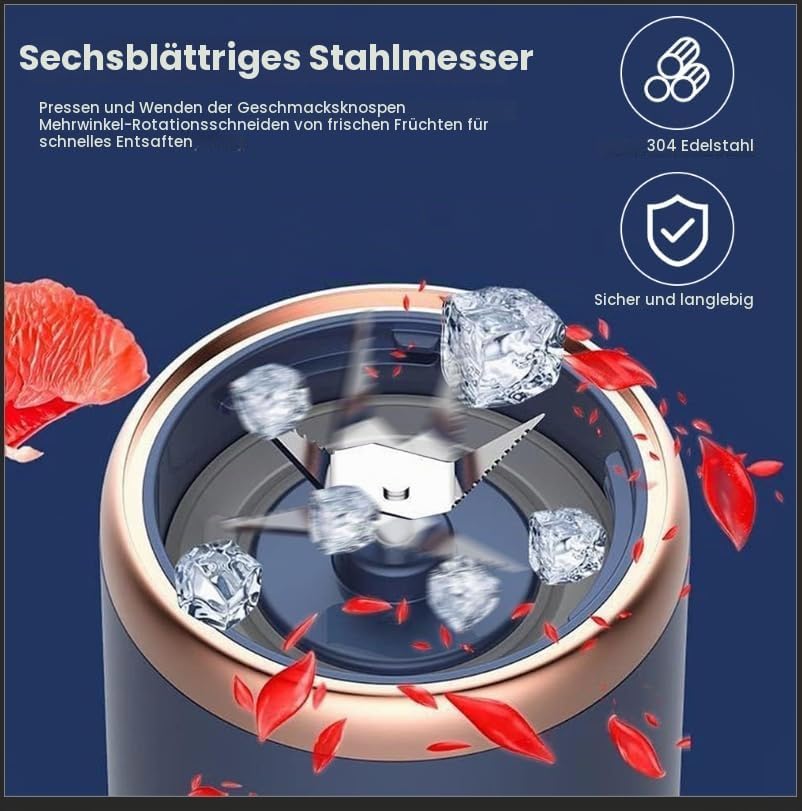 Smoothie Maker, 400ml Tragbarer Mixer Mini Blender mit 6-Klingen Edelstahl Klein Smoothie Maker to G