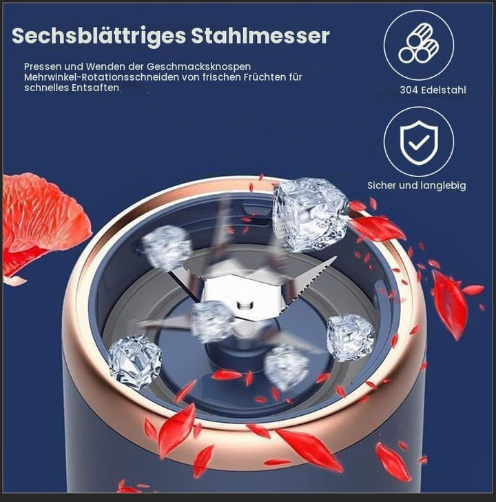 Smoothie Maker, 400ml Tragbarer Mixer Mini Blender mit 6-Klingen Edelstahl Klein Smoothie Maker to G