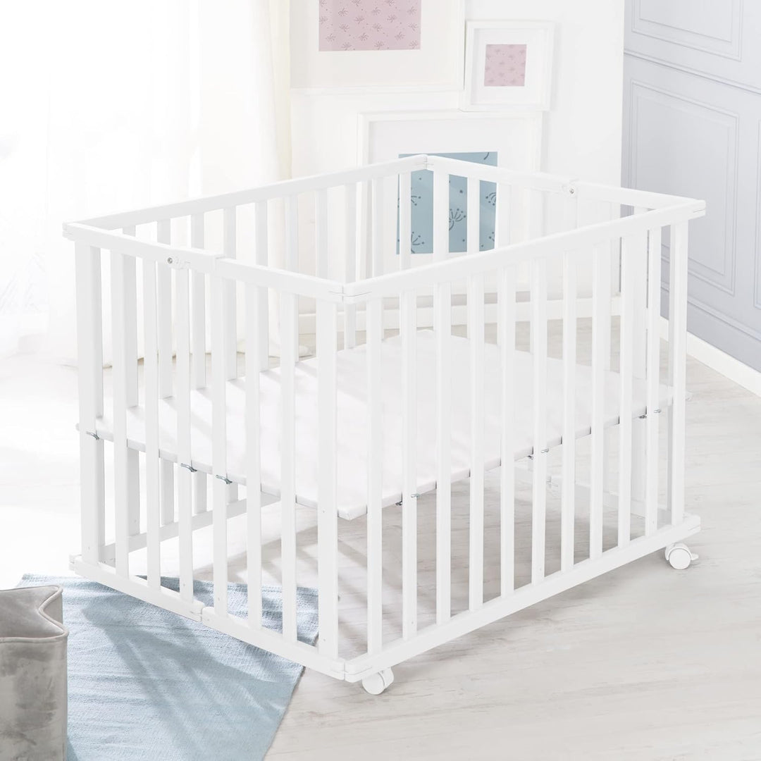 roba Laufgitter klappbar 75 x 100 cm - Platzsparender und faltbarer Baby Laufstall - Mobiles Krabbel
