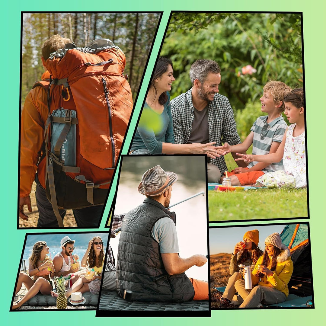 Luftmatratze Camping Ultraleichte Isomatte Camping mit Fusspresse Pumpe, Aufblasbare Matratze für Ou