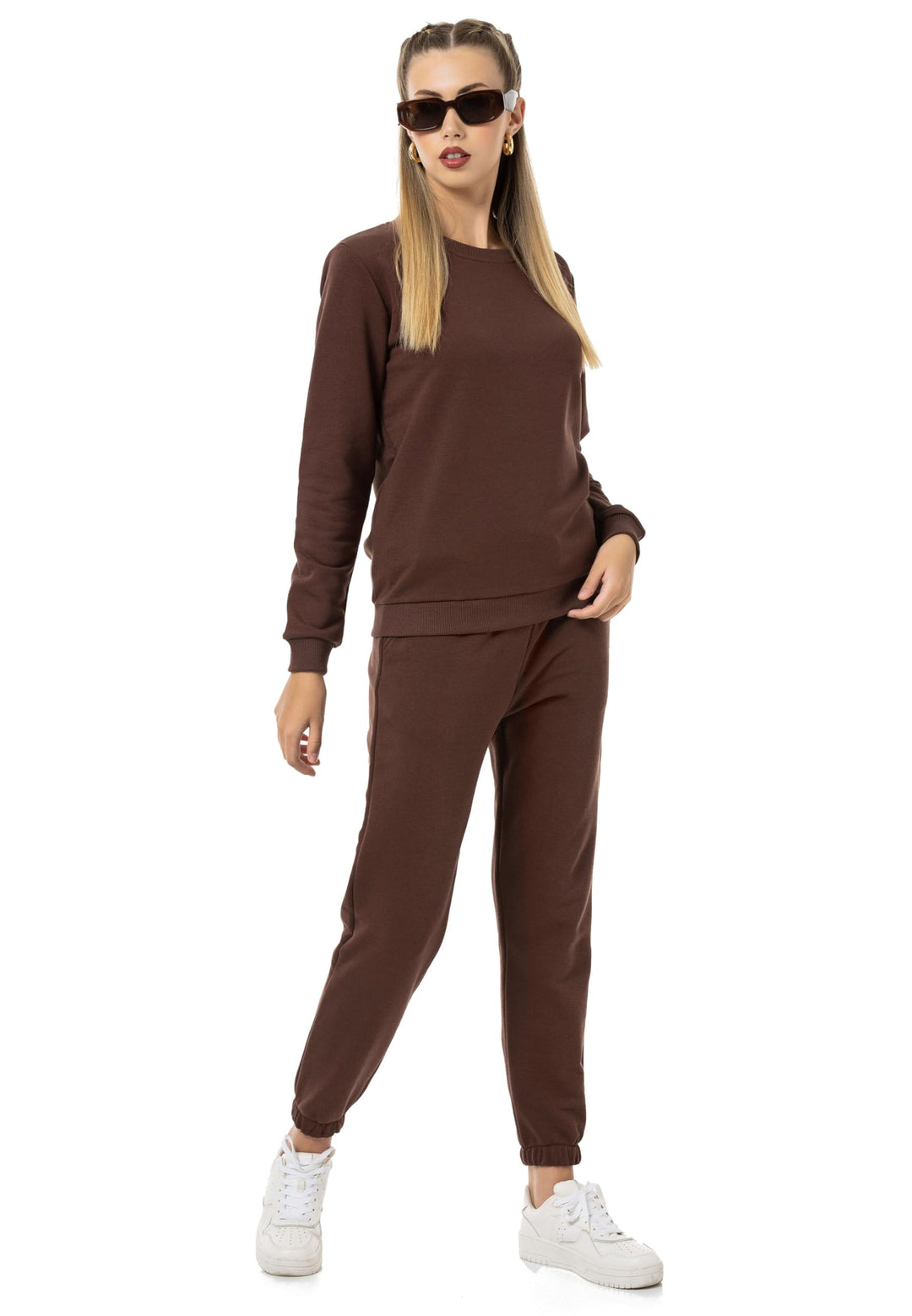Red Bridge Damen Freizeitanzug Jogginganzug Hose Sweatshirt Premium Basic, XS Braun