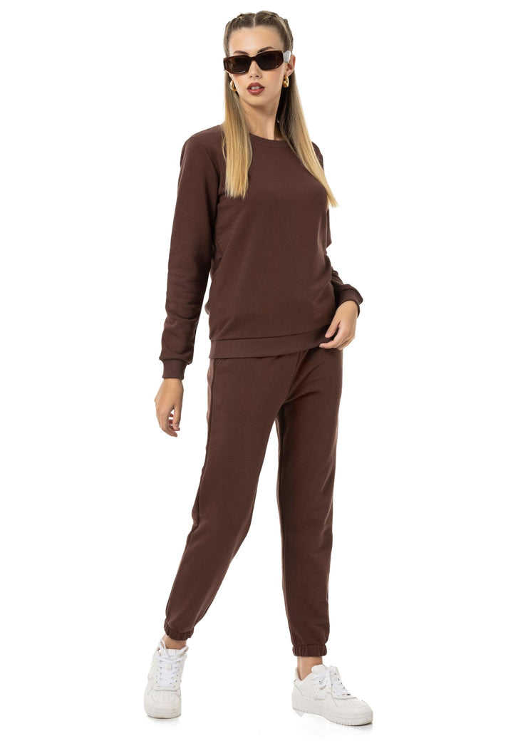 Red Bridge Damen Freizeitanzug Jogginganzug Hose Sweatshirt Premium Basic, XS Braun