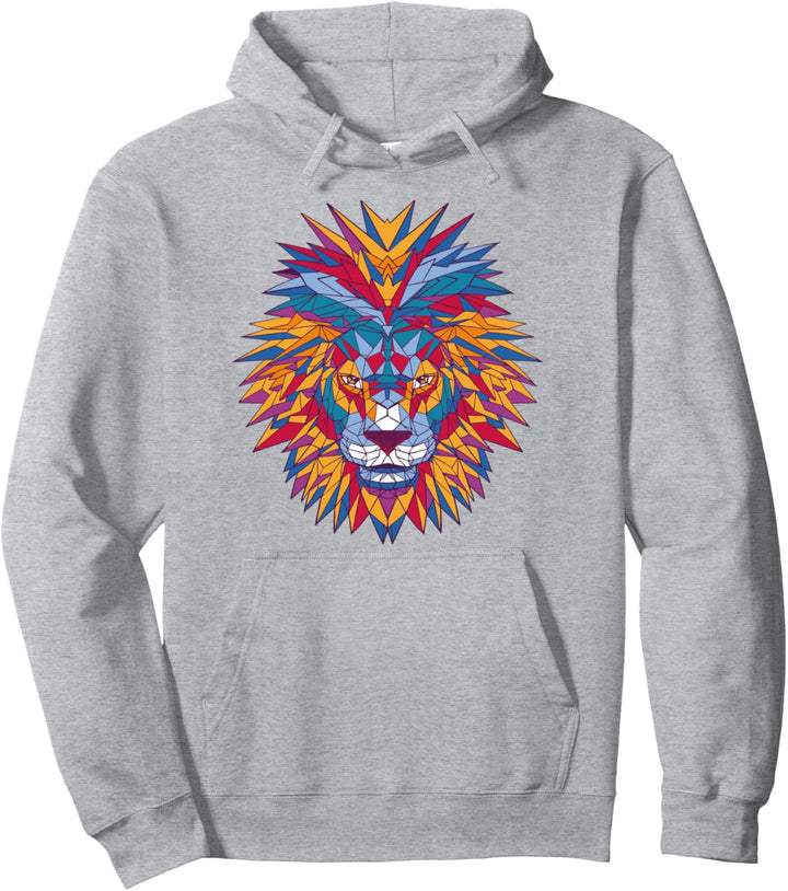 Geometrischer Löwe Wild Pullover Hoodie