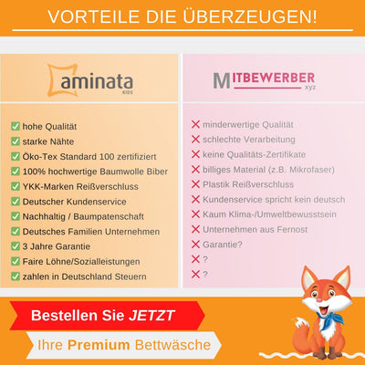 Aminata kids Biber Bettwäsche 135x200 Pferd Pferde-Tier-Motiv Mädchen Kinder-Wende-Bettwäsche-Set Ba