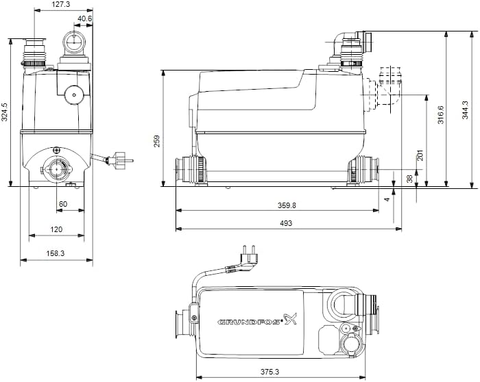 SOLOLIFT2 C-3 Kleinhebeanlage Abwasserhebeanlage Waschtisch Dusche, SOLOLIFT2 C-3