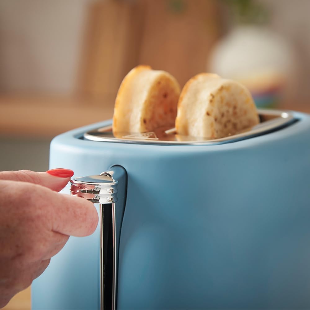 Russell Hobbs Toaster [für 2 Scheiben] Hanley Retro Blau (6 Bräunungsstufen, extra breite Toastschli