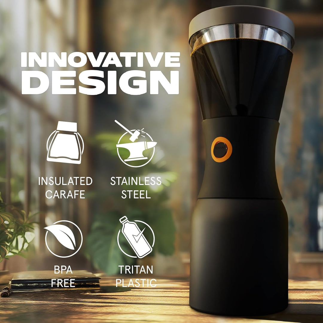 Asobu - Cold Brew Kaffeebereiter | Teebereiter to go mit Sieb schwarz, 50