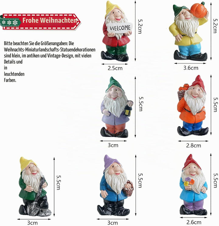 Yoaeyok 7 Stück Weihnachtswichtel Set, Wichtel Figuren Weihnachten Dekoration Harz Ornamente, Wichte