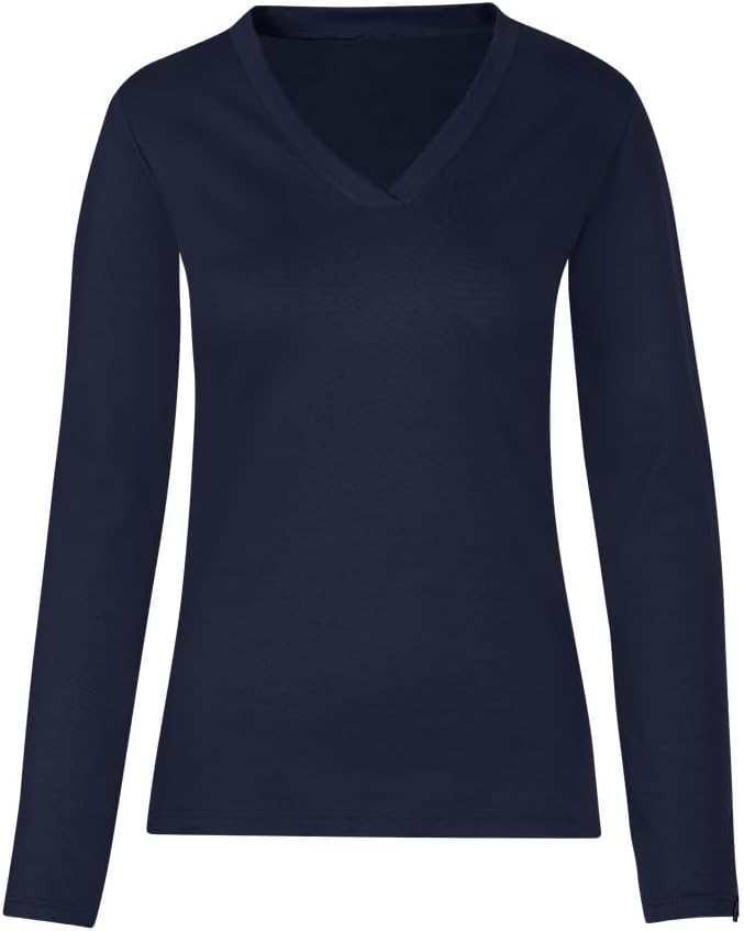 TRIGEMA Damen 5028031 Langarmshirt, Weiss, Schwarz, Navy, Deep-Purple, Large