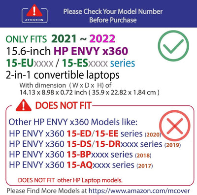 mCover Hard Case nur kompatibel für 15,6" HP Envy x360 15-ES / 15-EUxxxx Series Laptop (Nicht passen