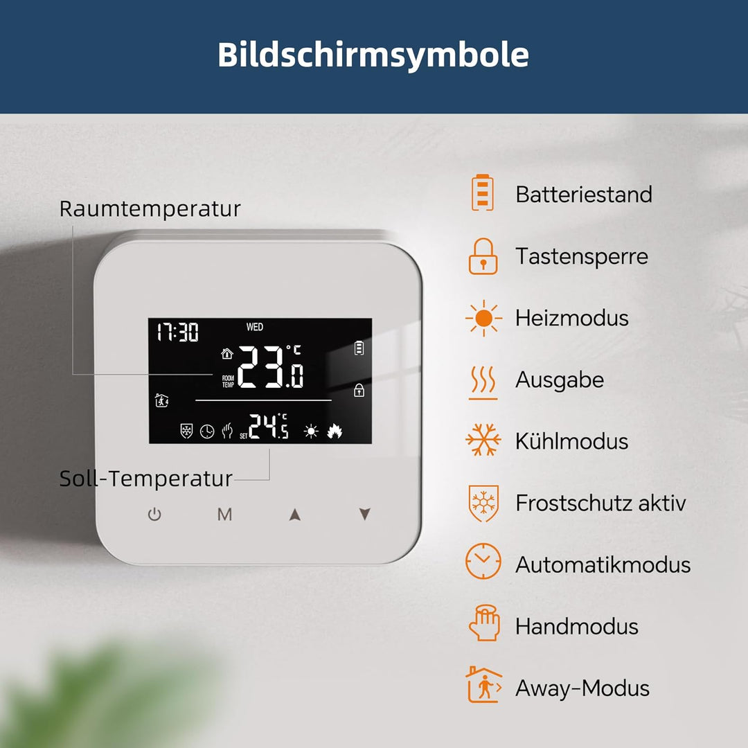 Beok Thermostat Heizung Digital, Programmierbarer Raumthermostat für Steuerung des Gaskessel und Was
