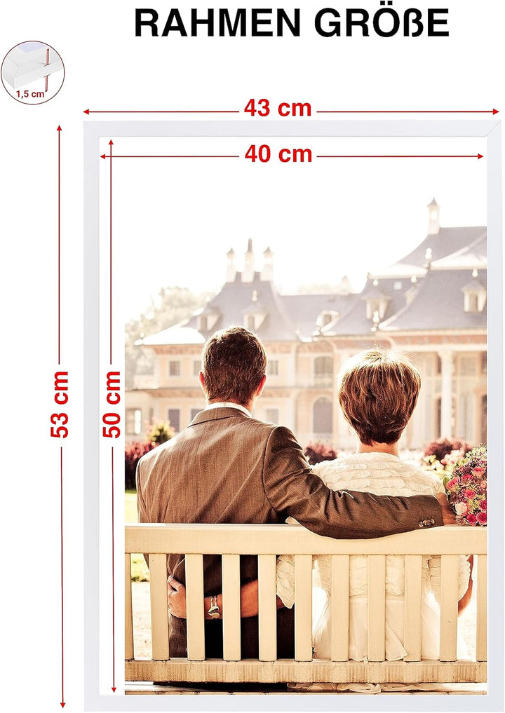 CABBEL Doppelpack (2er Set) Bilderrahmen 40x50 cm, Weiss, stabiles MDF-Holz Rahmen, bruchsicherem Pl